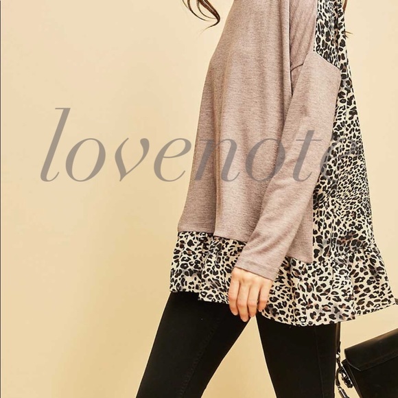 LAST! Long Sleeve Leopard Animal Print Tunic - Picture 2 of 6